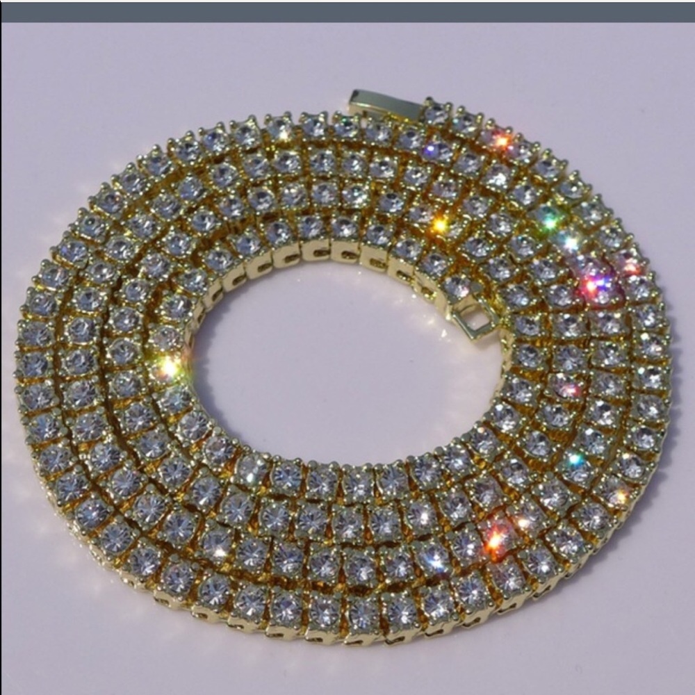 Gold plated chain with cubic zirconia